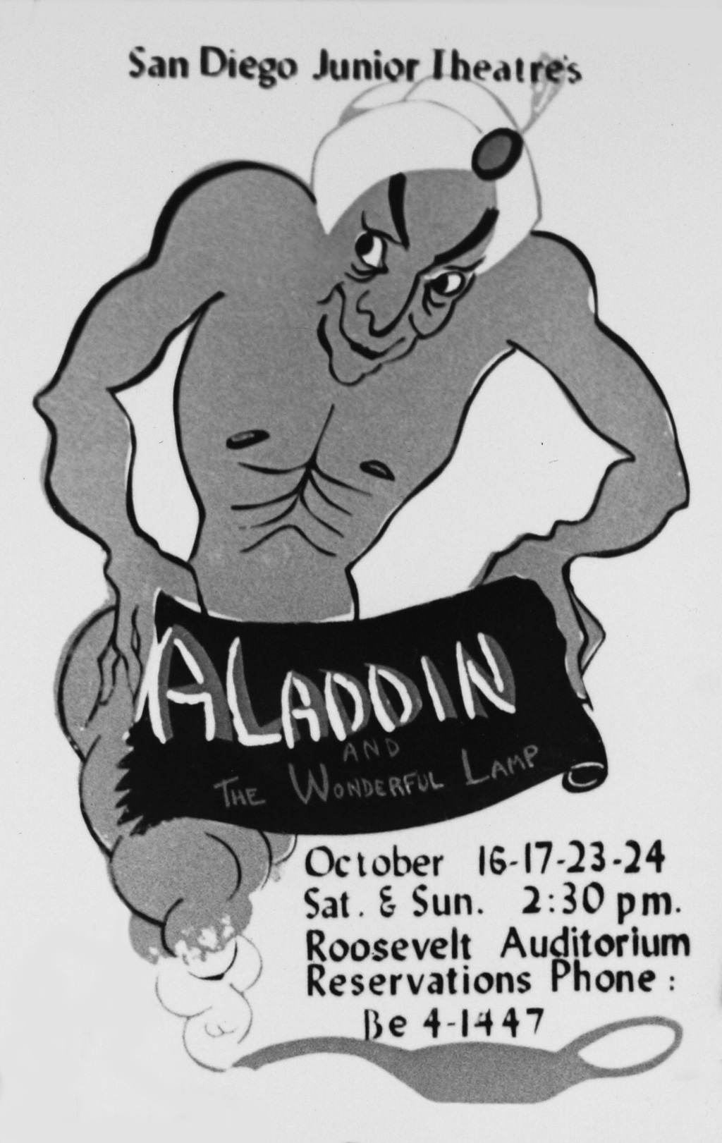 A rare poster for San Diego Junior Theatre's 1954 production of Aladdin